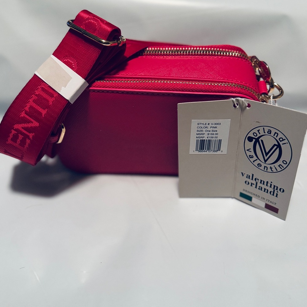 Valentino Orlandi Pink Studded V-Emblem Crossbody Bag - Picture 6 of 6